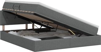 vidaXL Cama Con Almacenamiento Y Colch&oacute;n Gris Oscuro 140 X 190 Cm Vidaxl