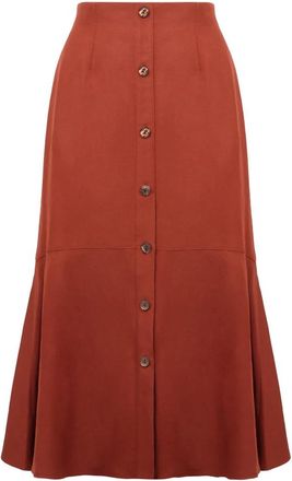 Agnona A-lijn Midi Rok - Dames - Midirokken - Rood - XS - Linnen - Rokken