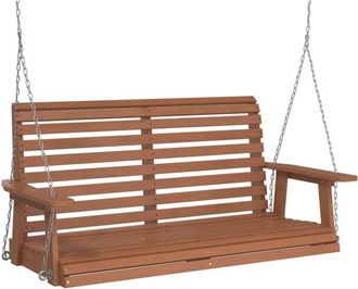vidaXL Garden Swing Bench with Metal Chains Brown Solid Wood Fir vidaXL