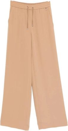 Herno Wide Leg Satin Pants - Dames - Wijde Broeken - Beige - M - Katoen - Broeken