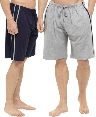 Tom Franks 2 Pack of Mens Cotton Rich Jersey Lounge Shorts Blue Large
