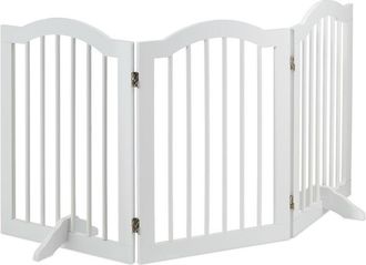 Relaxdays Relaxdays Barrera Seguridad Perros, Plegable, Con Patas, Valla Protecci&oacute;n Mascotas, Redondeada, 70x154x30cm, Blanco