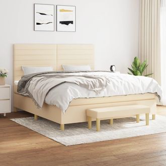 vidaXL Vidaxl - Cama Box Spring Con Colch&oacute;n Tela Color Crema 180x200 Cm