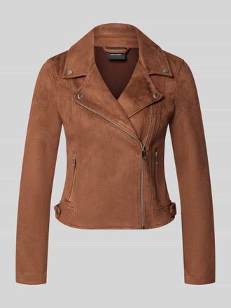 Vero Moda Regular Fit Kunstlederjacke mit Riegeln am Rumpf Modell JOSE in Cognac, Gr&ouml;&szlig;e XL