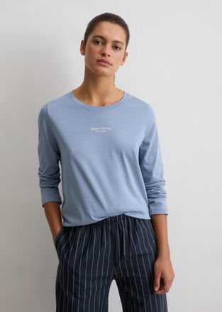 Marc O'Polo Pyjamaoberteil MARC OPOLO, Damen, Gr. M, blau (sanftes blau), Single Jersey, Obermaterial: 100% Baumwolle, regular fit h&uuml;ftbedeckend, Rundhals, Shirts