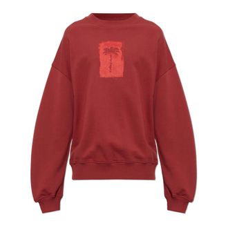Palm Angels Felpa in Cotone con Stampa - - Sweatshirts & Hoodies - Uomo - Rosso - XL