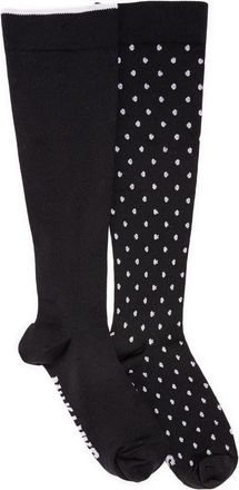 Muk Luks Nylon Blend Compression Socks 2 Pair Pack Wide Size in Ebony/dot at Nordstrom