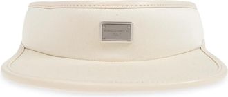 Dolce & Gabbana Vizier met applicatie met gegraveerd logo - Heren - Hoeden - Beige - 57 CM - Katoen - Accessoires