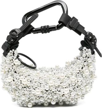 Innerraum Clutch con perle e moschettone - Bianco