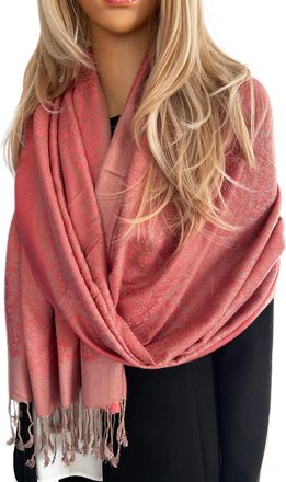 The Accessory Co. Womens Scarf Pashmina Shawl Wrap - Large Lightweight Floral Paisley Scarf for Women for Winter, Weddings, Meditation, Prayer - Colourful Neck Scarves,
