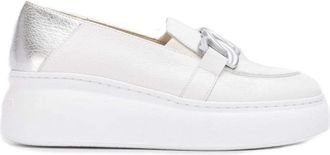 Wonders Tweekleurige leren sleehak moccasin - Dames - Loafers - Wit - 42 EU - Schoenen
