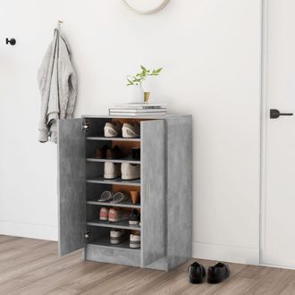vidaXL Vidaxl - Zapatero De Madera De Ingenier&iacute;a Gris Hormig&oacute;n 60x35x92 Cm