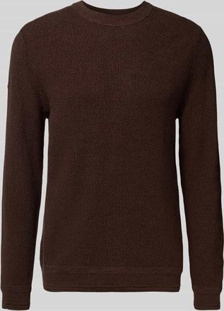 Superdry Strickpullover mit gerippten Abschlüssen in Dunkelbraun, Größe XXXL