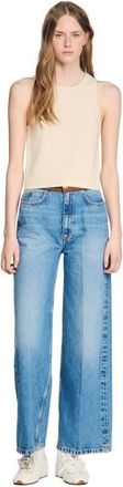 Sandro Sleeveless fine knit vest in Vanilla at Nordstrom, Size X-Small