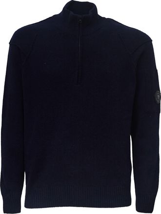 C.P. Company Lambswool Half Zip Sweater With Ribbed Collar And Pocket Detail