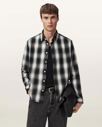 AllSaints Cotton Holborn Ramskull Check Shirt, Size: L