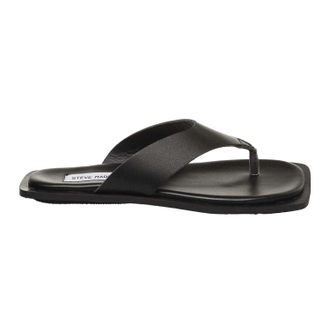 Steve Madden Lederen casual teenslippers met vierkante neus voor dames (Zwart)
