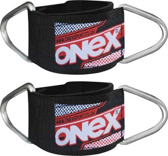 Onex Single D Ankle Strap Weight Lifting Gym Ankle Gym Training Straps Leg Exercises Cables Kickbacks Weight Lifting Black