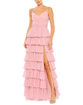 Mac Duggal Sleeveless Tiered Ruffle Gown