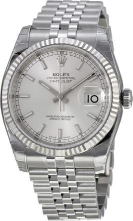 Rolex Pre-owned Rolex Oyster Perpetual Silver Dial Mens Watch 116234SSJ