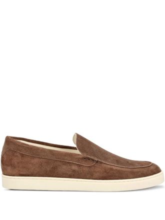 Brunello Cucinelli suede logo-print loafers - Brown
