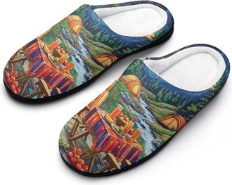 Generic Camping And Sunset Mens Slippers Comfortable And Non-slip Cotton Slipper Shoe for House