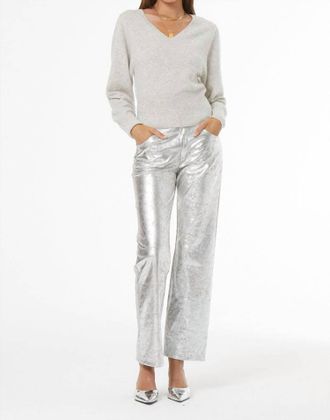 Young Fabulous & Broke Clancy Leather Pant In Silver Distressed
