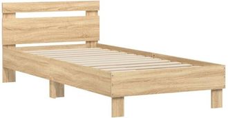 vidaXL Estructura cama con cabecero sin colchón roble Sonoma 90x200 cm vidaXL