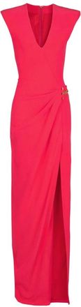 Balmain Lange cr&ecirc;pe jurk met versierde details - Dames - Avondkleed - Roze - XS - Kleedjes