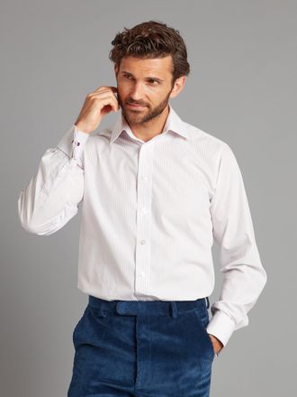 Oliver Brown City Shirt Poplin - Pink Stripe