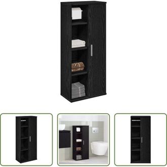 vidaXL Armadietto da bagno - Mobile da Bagno con Portarotolo Nero 39x22x90 cm