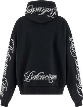Balenciaga Womens Black Cotton Hoodie Clothing