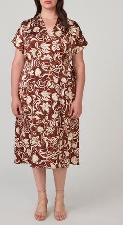 Estelle Solana Floral Print Midi Dress at Nordstrom Rack, Size 24W