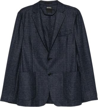 Ermenegildo Zegna plaid-pattern blazer - men - Fabric - 52 - Blue