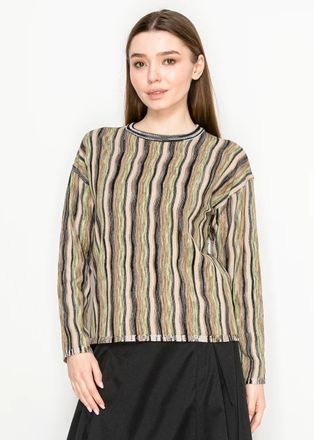 YAL New York Neutral Multi-Stripe Long Sleeve Knit Top