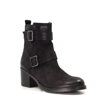 Dune London Womens Ladies Poser - Buckle-Detail Ankle Boots - Black Leather (archived) - Size UK 3