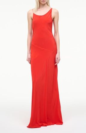 Staud Toluca Asymmetric Neck Silk Gown in Red Rose at Nordstrom, Size 10