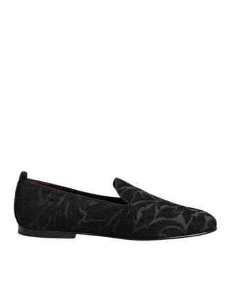 Dolce & Gabbana Black Brocade Loafers Slip On Men Dress Mens Shoes