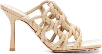 Bottega Veneta Stiletto Leren Sandalen - Dames - Muiltjes - Beige - 38 EU - Leer - Schoenen