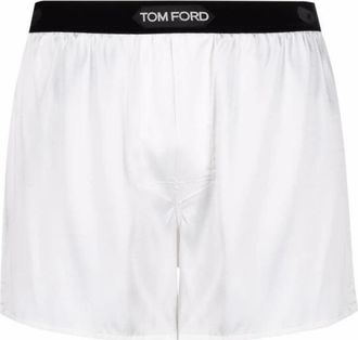 Tom Ford Zijde-mix Logo Boxershorts - Heren - Onderbroek - Wit - S - Satijn - Ondergoed