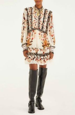 Farm Rio Berry Garden Long Sleeve Minidress in Cream at Nordstrom Rack, Size Medium