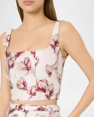 Milly Paige Floral Top In Pink/white