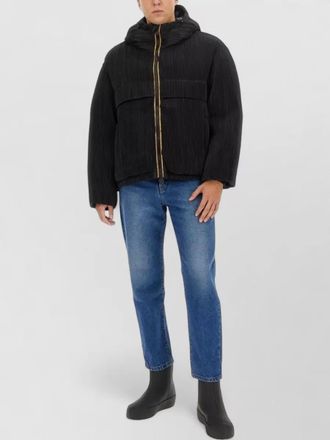 K-Way claudeny hooded padded pinstripe coat