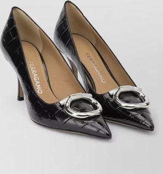 Ferragamo leather maxi gancini 70mm pumps