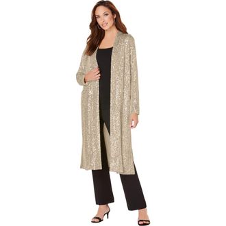 Roaman's Plus Size Sequin Duster in Sparkling Champagne at Nordstrom, Size 20