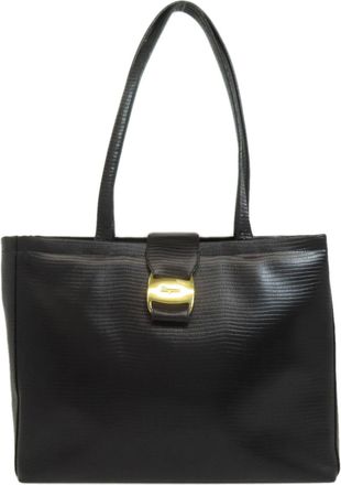 Ferragamo Black Leather Tote Bag (Pre-Owned)