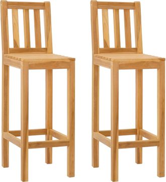 vidaXL Taburete De Bar 2 Uds. Natural Madera De Teca Maciza Vidaxl