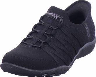 Skechers Womens Breathe-Easy Roll-with-Me Slip-On Sneakers, Black Ripstop/Knit, 2.5 UK