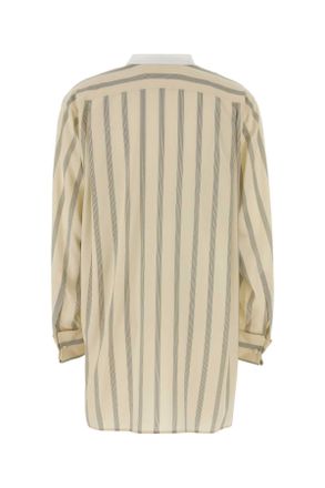 The Row Womens Embroidered Silk Falco Shirt Whitewblack Exterior: Camicie