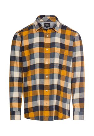 Camel Active Langarmhemd CAMEL ACTIVE, Herren, Gr. 4XL, N-Gr, burned gelb, Web, Obermaterial: 98% Baumwolle, 2% Elasthan, kariert, regular fit taillenbedeckt, Mans